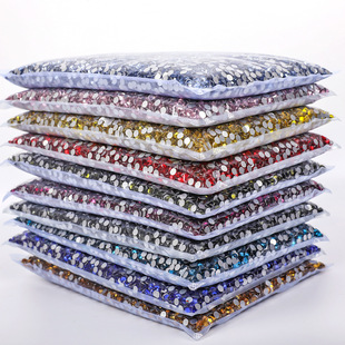 Wei Chen big bag rhinestone factory direct color flat bottom drill nail drill glass crystal round diy stick diamond jewelry