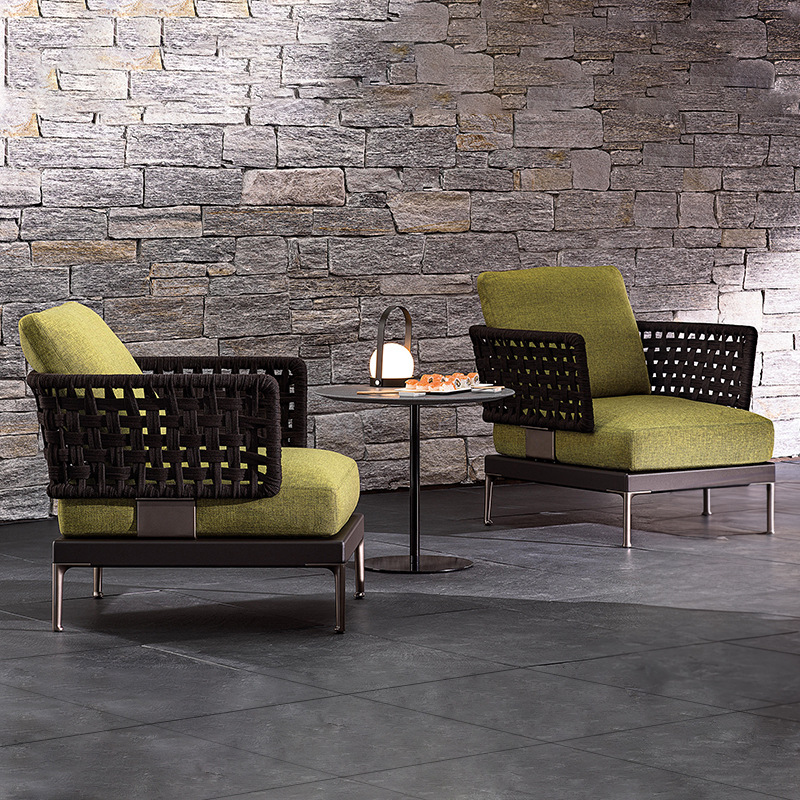 Conjunto de sofás de ratán para terraza, patio, jardín, solárium, silla de ratán para balcón, sofá de aleación de aluminio. image 36