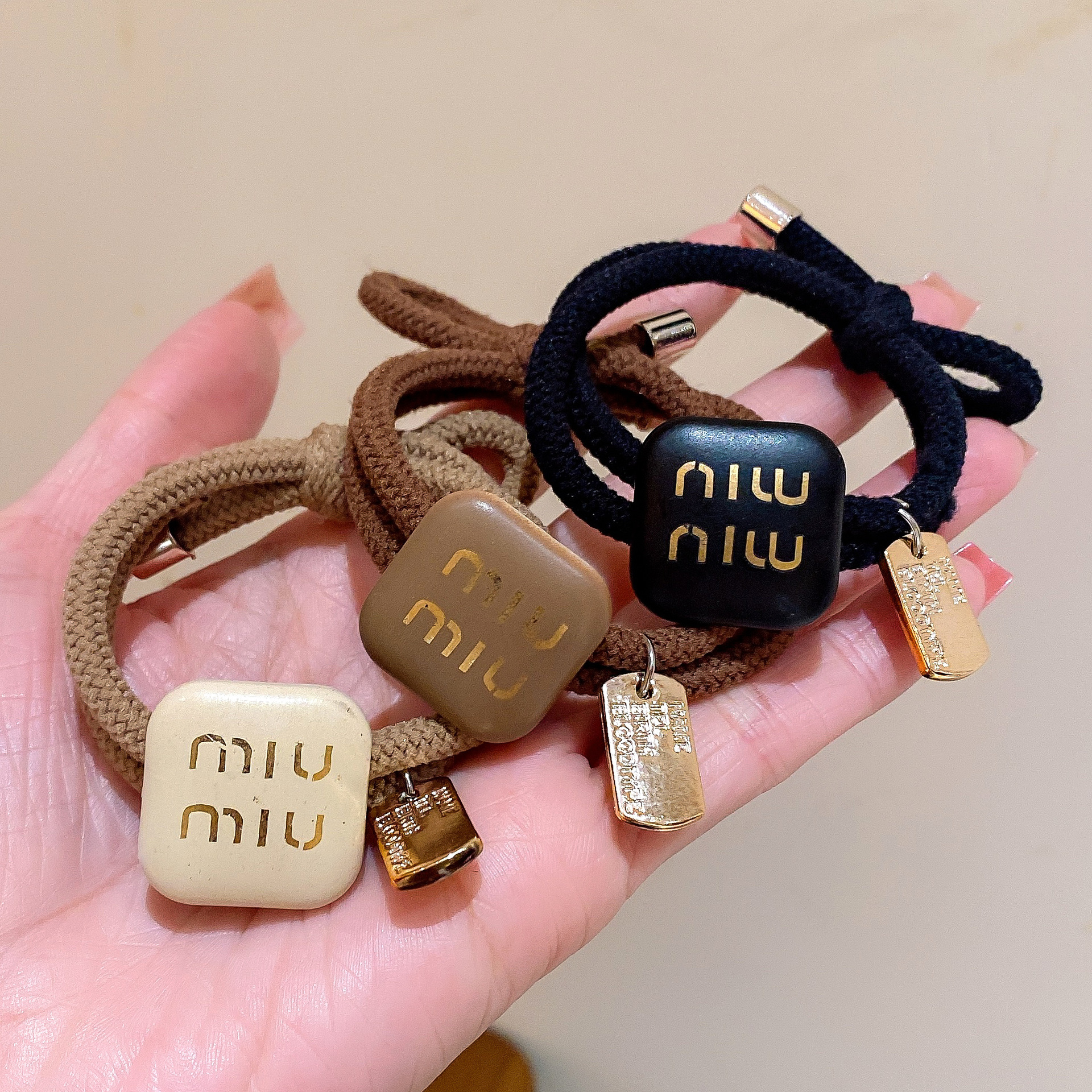 2023 nueva letra cuerda de pelo corbata bola cabeza banda de pelo banda de goma de alta calidad de las mujeres gruesas de alta elástica accesorios para el cabello