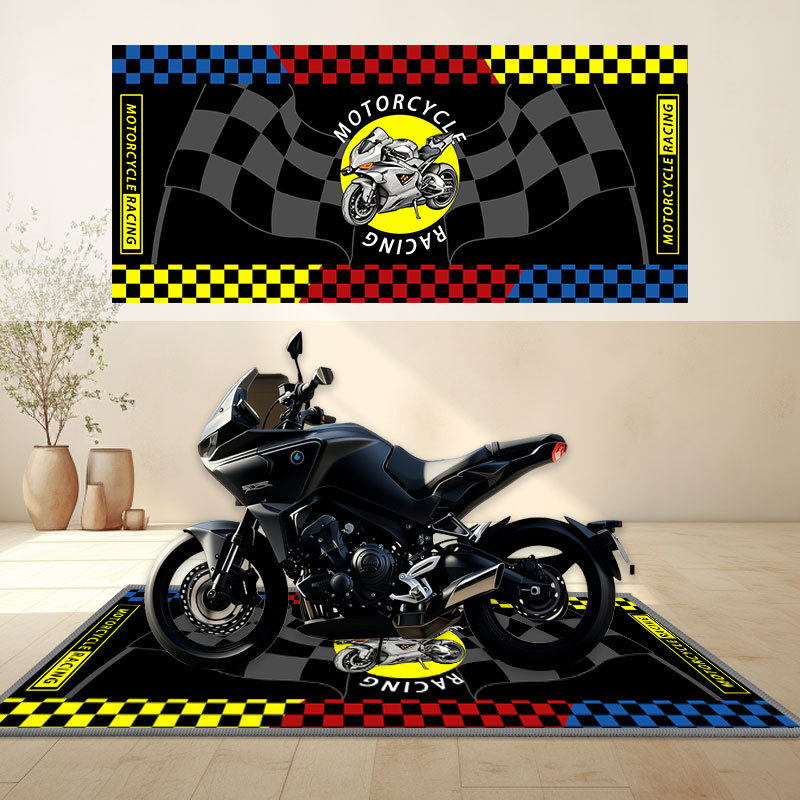 New motorcycle show floor mat, dirt-resistant, wear-resistant, easy to maintain, crystal velvet parking protection mat, cross-border hot-selling product