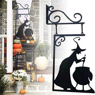 Leaky Cauldron cross-border hot Halloween witch metal iron crafts courtyard pendant ornaments
