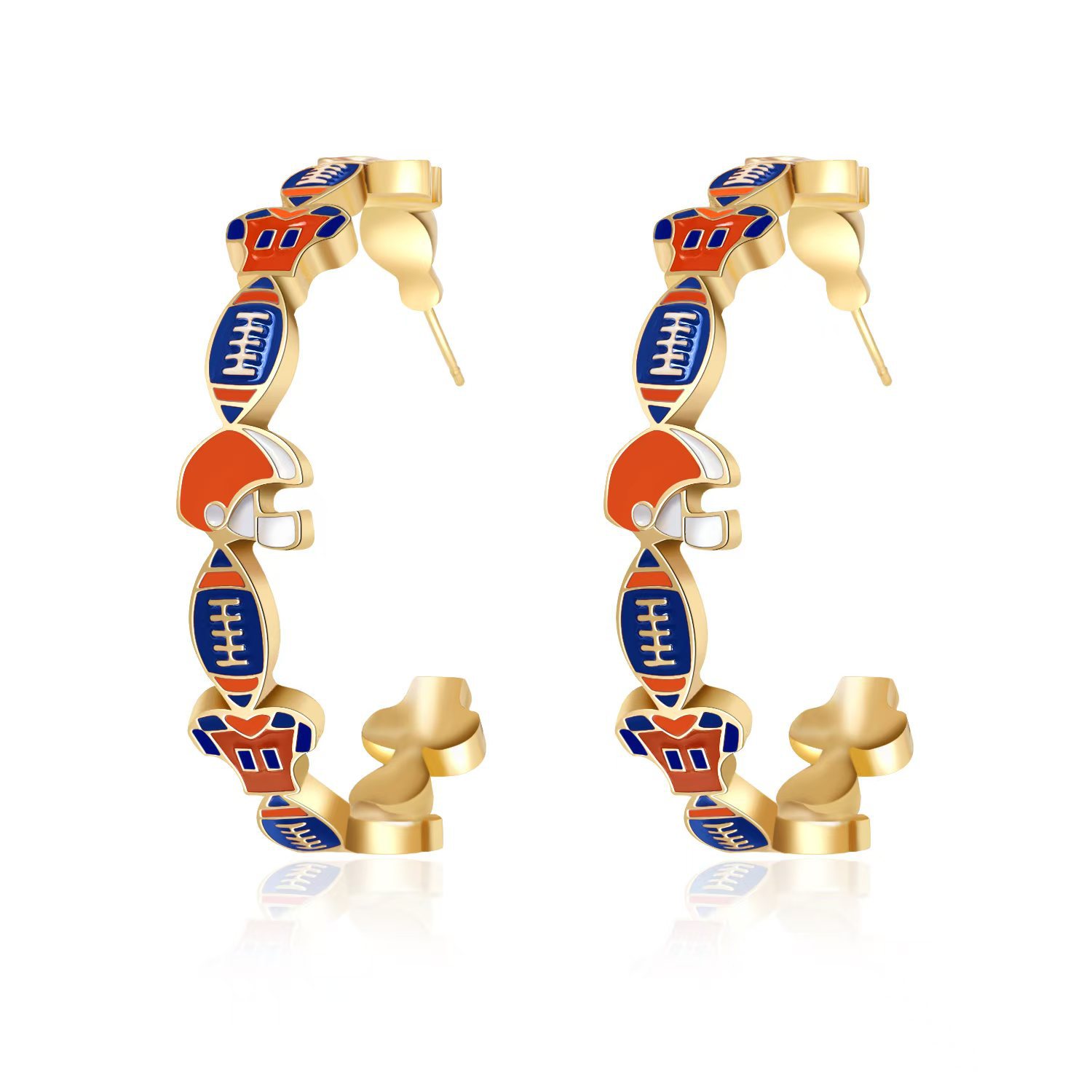 럭비 귀걸이 (오렌지 + 사파이어 블루)