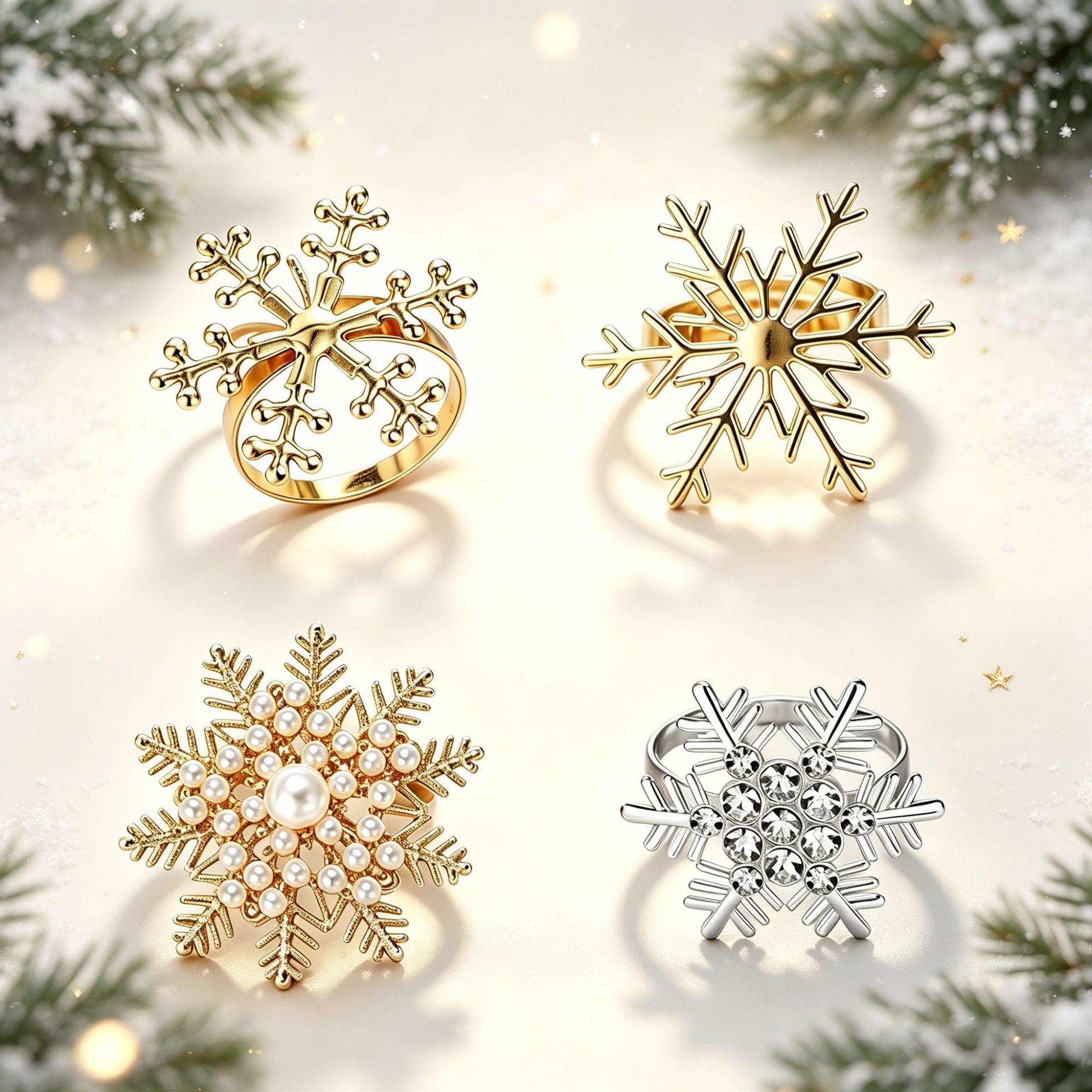 Christmas snowflake napkin ring, light luxury metal napkin ring, hotel banquet western dining holiday table decoration, Christmas ornament