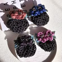 头花网兜女职业盘发银行护士酒店空姐工作发网上班用发夹饰品批发