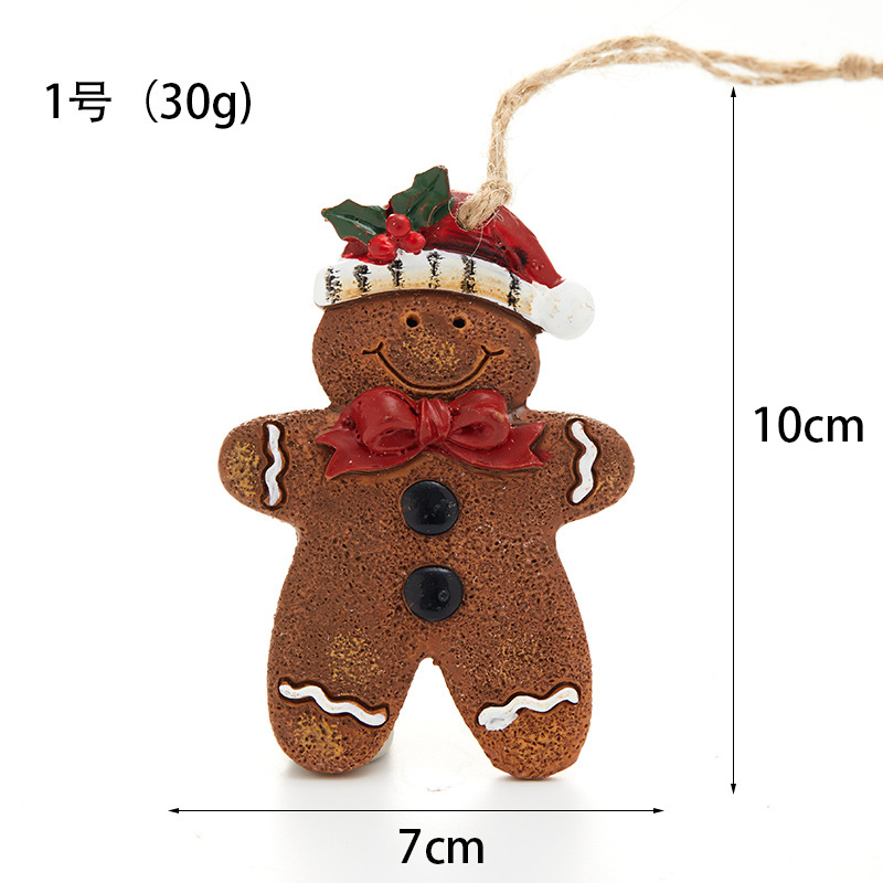 Resina de madera de jengibre hombre pequeño colgante de Navidad árbol de Navidad decoración colgante simulación pequeña galleta hombre colgante