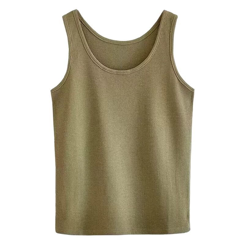 [Factory Outlet] Камзол женский летний вафельный Свободный Топ тонкая Базовая рубашка без рукавов Футболка