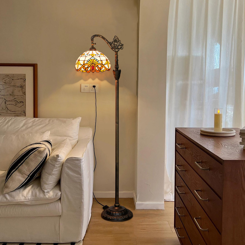 European Tiffany Victorian Style Warm Yellow Baroque Indoor Lighting Arched Gooseneck Adjustable Lamps