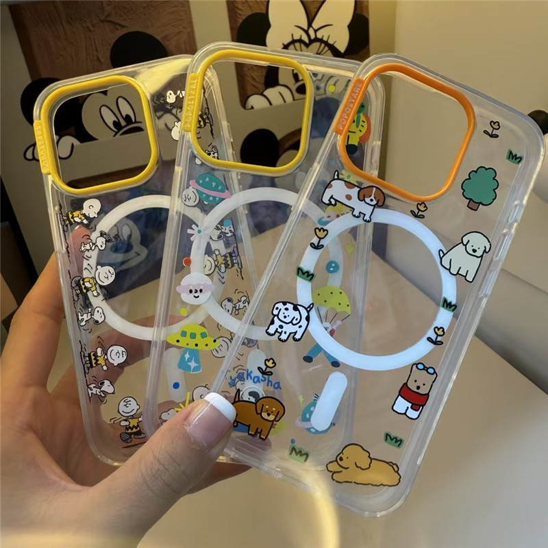 Magsafe Magnetic Cartoon Snoopy Suitable for Iphone16Pro Shell Apple 15Promax Bubble Same Style
