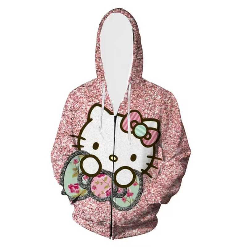 3D Cross Border New Hello Kitty Hoodie Hello Kitty Zipper Sweatshirt Top Spring Thin Coat 3D Cross Border New Hello Kitty Hoodie Hello Kitty Zipper Sweatshirt Top Spring Thin Coat
