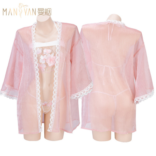 Manyan sexy lingerie sexy tulle see-through halterneck ancient style bellyband Hanfu uniform suit dropshipping 8593