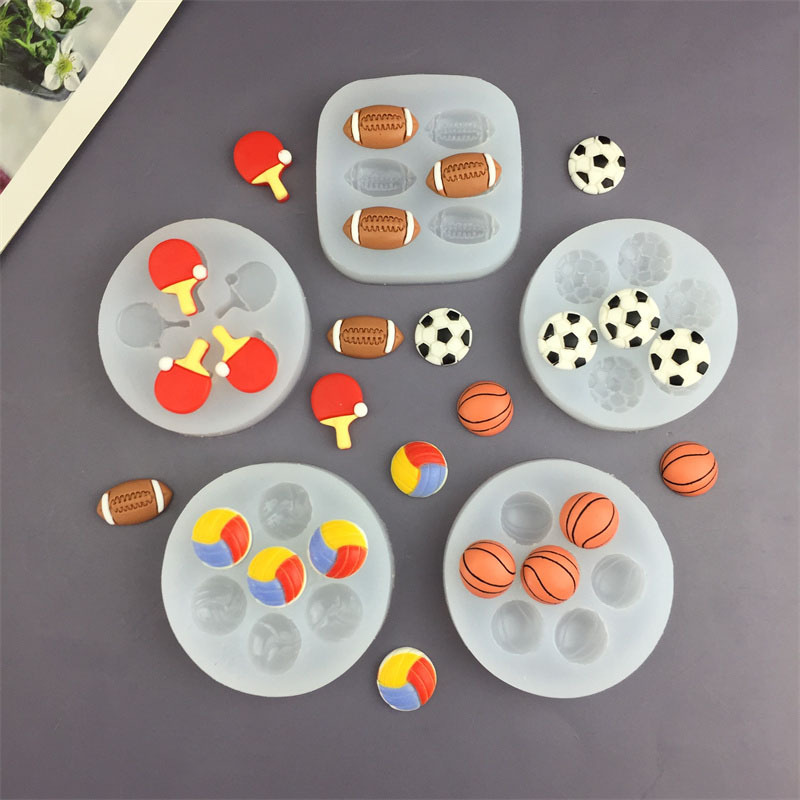Cartoon Basketball Football Rugby Volleyball Table Tennis DIY Silicone Mold Glue Chocolate Cake Decoration Mold