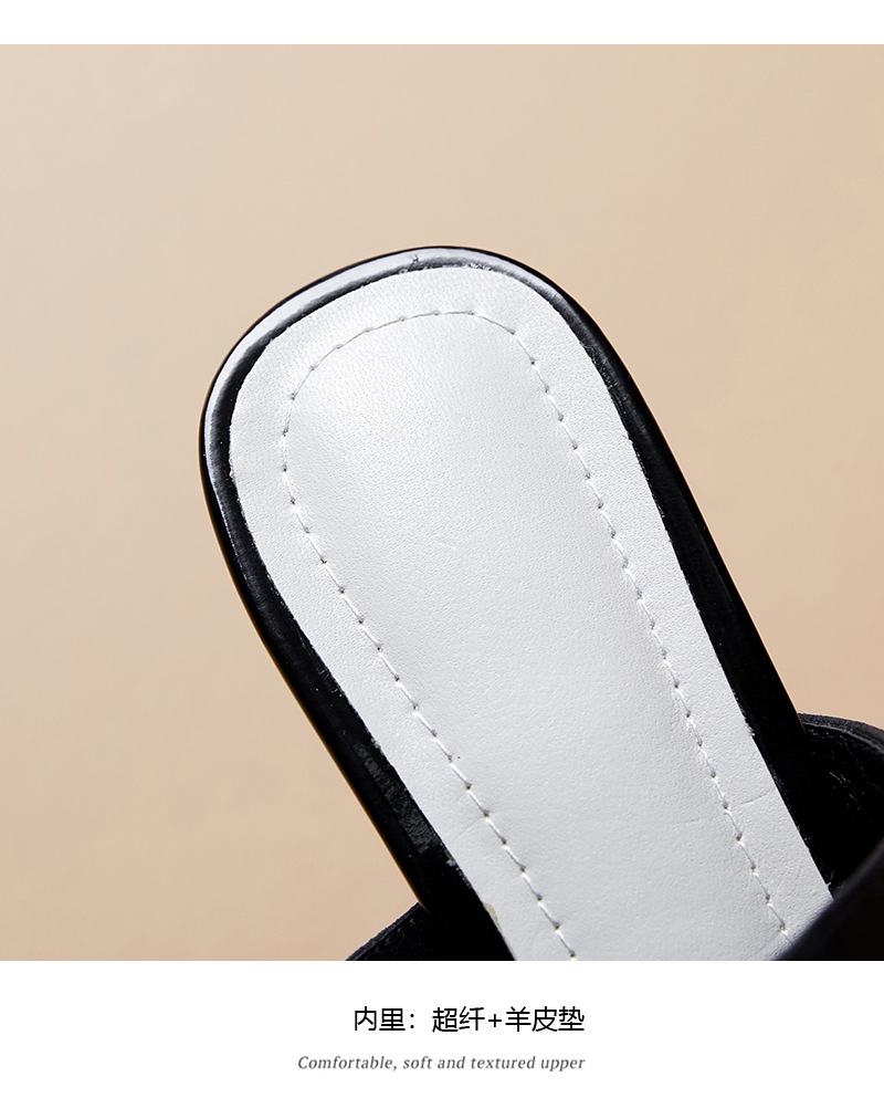 Sandal cao gót nữ quai ngang hở mũi gót 9 cm — đen chi tiết 13