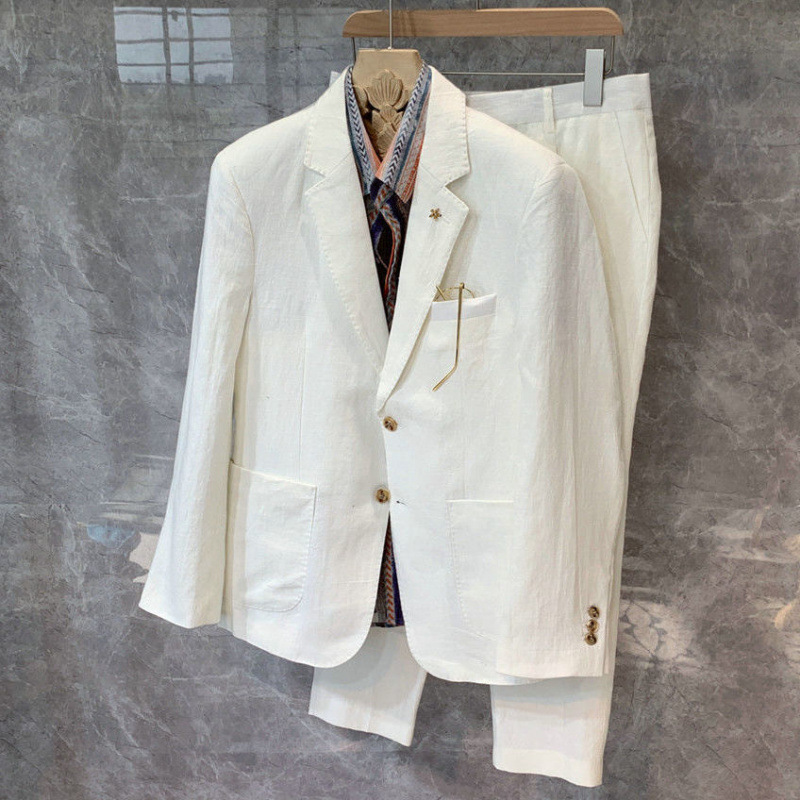 Aliexpress Linen Slim Fit Two-Piece Suit Jacket Men's Korean Style Trendy Japanese Casual Suit Fashion Aliexpress Linen Slim Fit Two-Piece Suit Jacket Men's Korean Style Trendy Japanese Casual Suit Fashion