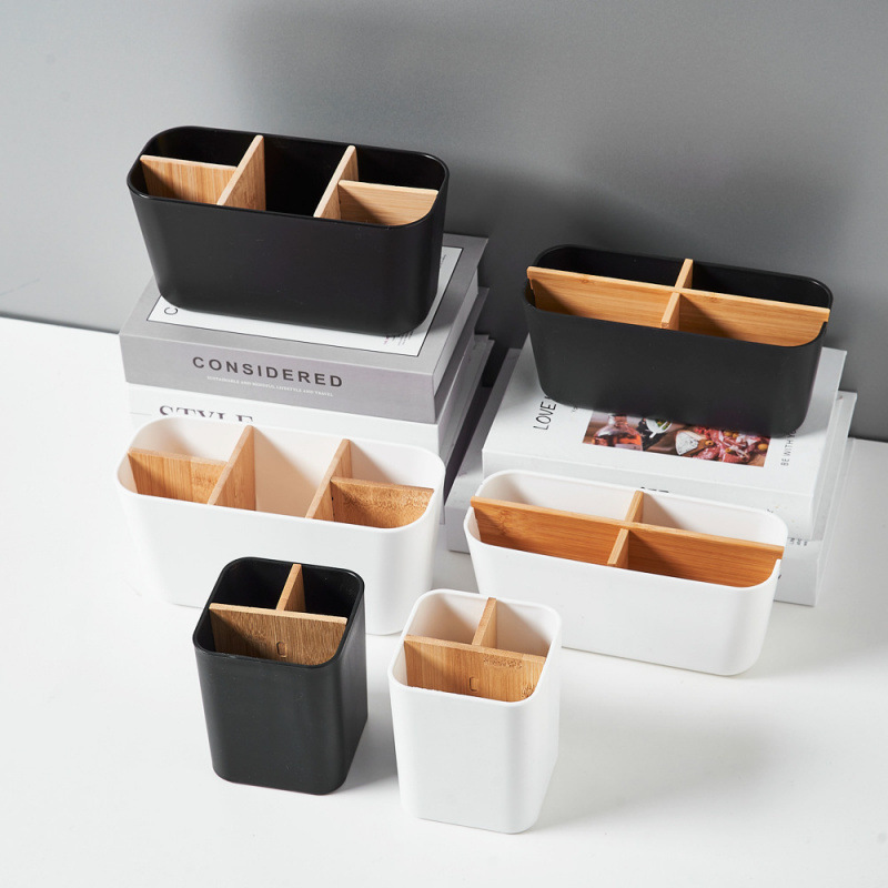 Desktop Compartmentalized Storage Box for Office Stationery, Detachable Bamboo Storage Box, Coffee Table Miscellaneous Items, Makeup Brush Plastic Storage Box Desktop Compartmentalized Storage Box for Office Stationery, Detachable Bamboo Storage Box, Coffee Table Miscellaneous Items, Makeup Brush Plastic Storage Box