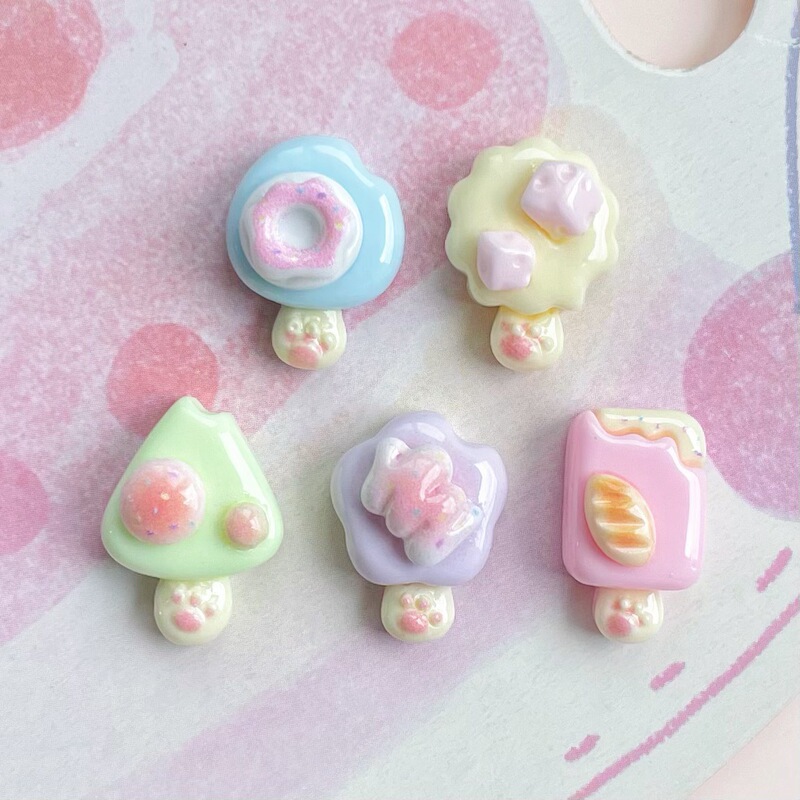 Mini Small Donut Popsicle Bread Popsicle Resin Accessories Mobile Phone Case Hairpin Baby Clothes Decorative Accessories Accessories