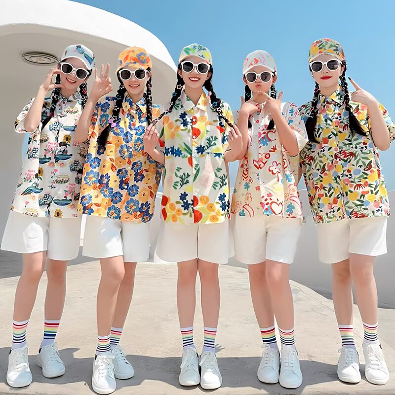 Sister Matching Floral Shirts, Short-Sleeved, Nostalgic and Quirky Outfits for Sisters, Family Group Outings, Beach Vacations, Performances, and Best Friend Outfits Sister Matching Floral Shirts, Short-Sleeved, Nostalgic and Quirky Outfits for Sisters, Family Group Outings, Beach Vacations, Performances, and Best Friend Outfits