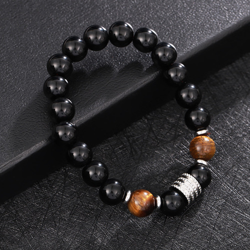Manufacturer wholesale tiger eye obsidian bead bracelet men's  new European and American style cat's eye stone jewelry