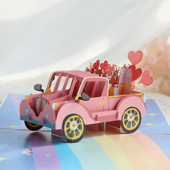 Creative Valentine's Day 3D Greeting Card Love Car Business Gift Card Gratitude Blessing 3D Card Cartoon Commemorative Card