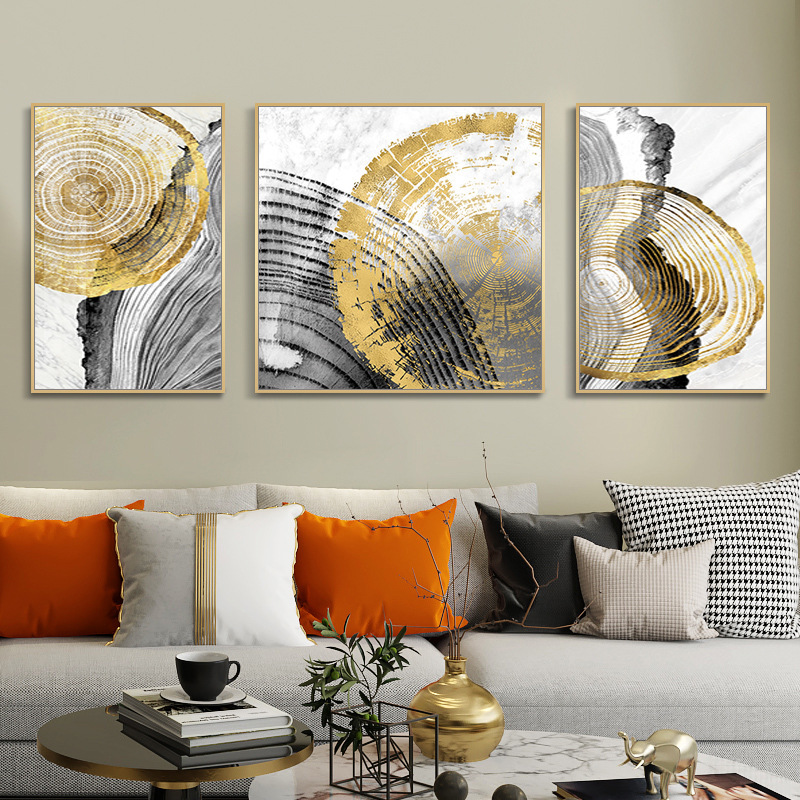 Modern Light Luxury Background Wall Decorative Painting Nordic Style Living Room Entrance Office Hanging Painting Annual Rings Golden Abstract Painting Modern Light Luxury Background Wall Decorative Painting Nordic Style Living Room Entrance Office Hanging Painting Annual Rings Golden Abstract Painting