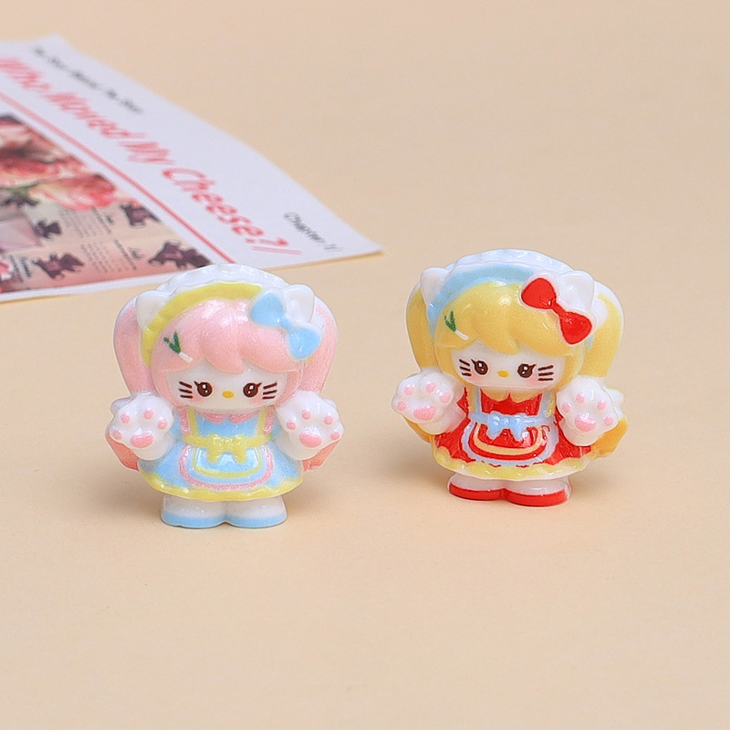 立体围裙喵喵卡通可爱手工diy饰品配件奶油胶树脂小配件材料批发|undefined