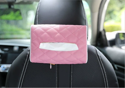 Car tissue box/set Leather Car Tissue Box Fixed - pink