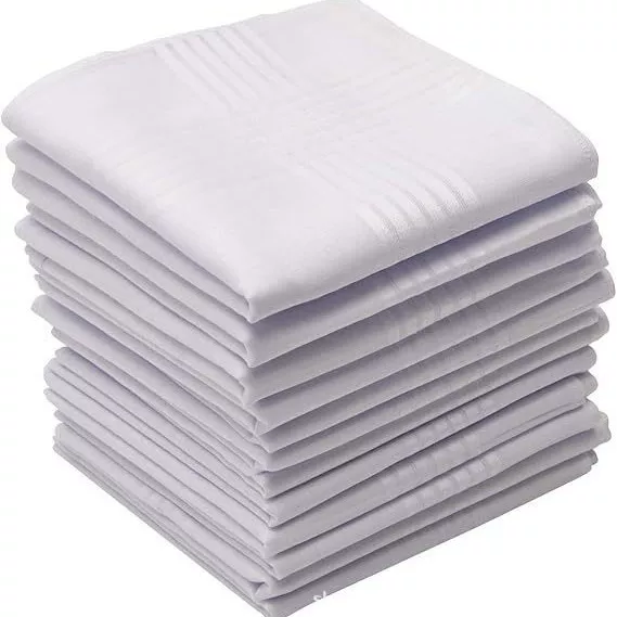 In Stock 40cm Amazon White Square Handkerchief Men's Handkerchief Vintage Pocket Square Graffiti Embroidery DIY 12 Pieces/Bag
