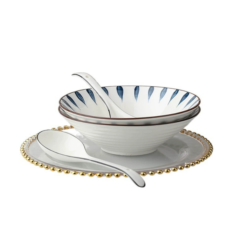 Japanese ceramic big soup bowl, tableware for students, increased thickness