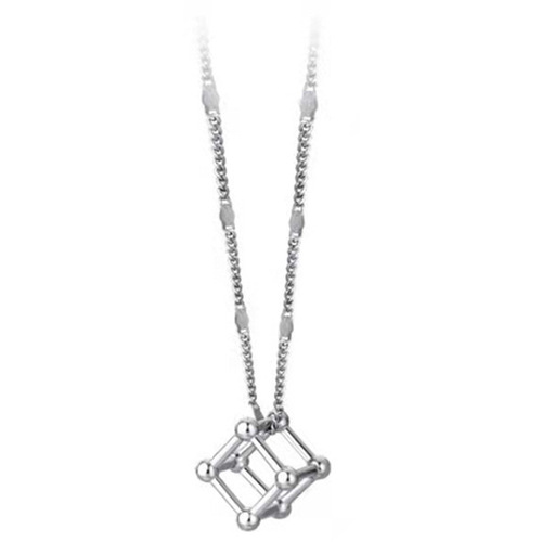 Cube geometric square clavicle chain women's design niche silver necklace ins high-end cold style necklace