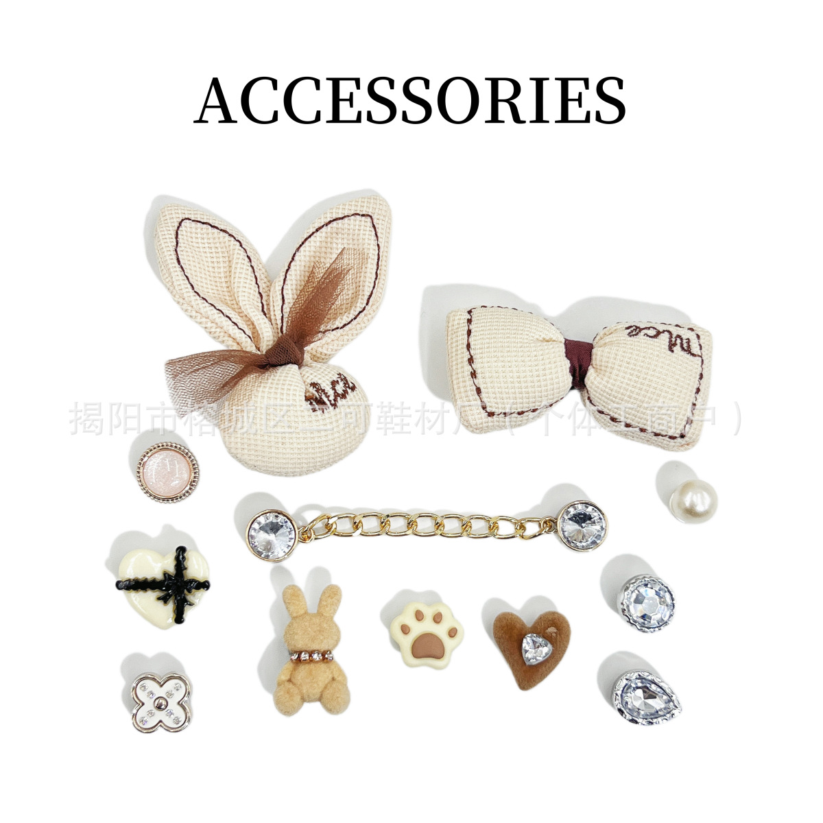 INS primavera nuevo ballet de perla punto de onda arco agujero agujero zapatos de ballet hebilla coreana diy accesorios desmontables