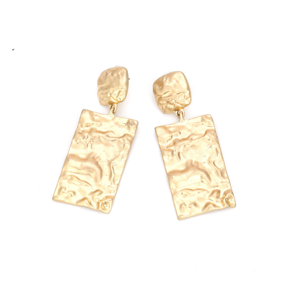 1 Pair Retro Geometric Plating Pleated Alloy Drop Earrings display picture 3