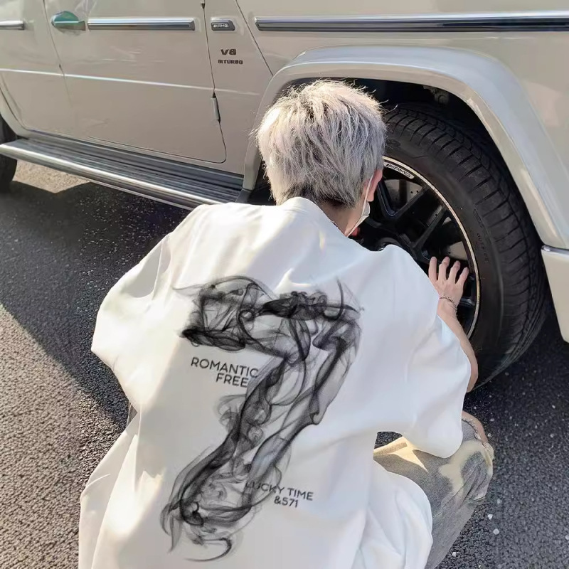 American Style Trendy Brand Heavy Cotton Short-sleeved T-shirt Men's Summer Trendy Half-sleeved Top Loose plus size Men's T-shirt