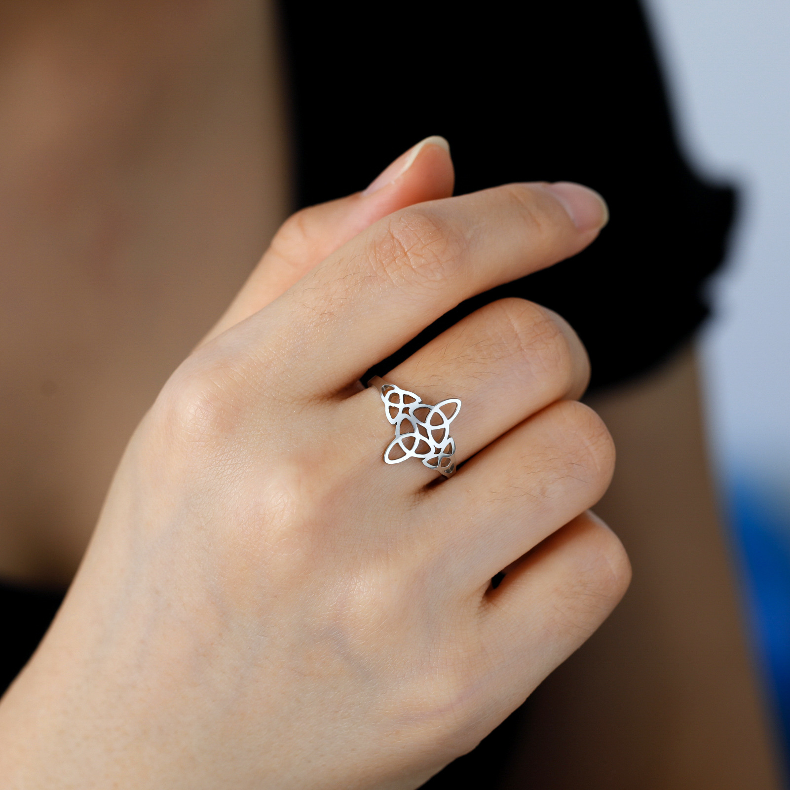 Date, Tea Party Occasion Titanium Steel Material Wholesale Jewelry Retro Witches Knot Titanium Steel Plating Open Rings