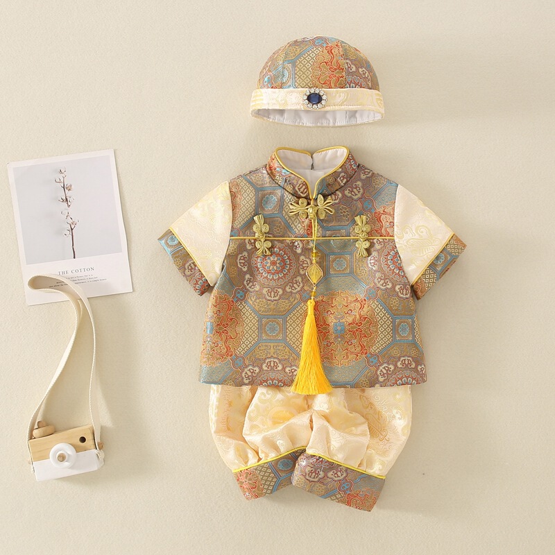 Male Baby One-year-old Grab Week Tang Dress Baby Summer Chinese Style Hanfu Newborn Hundred Days Hundred Years Old Dress Male Baby One-year-old Grab Week Tang Dress Baby Summer Chinese Style Hanfu Newborn Hundred Days Hundred Years Old Dress