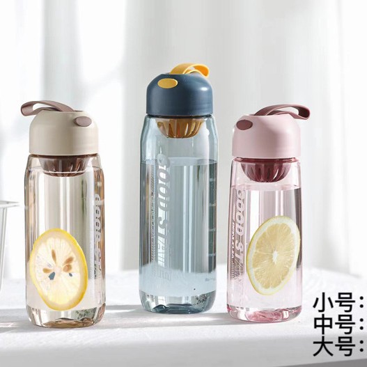 Taza portátil al por mayor taza de plástico simple con pantalla de filtro separación de té 750ml PC plástico estudiante taza de agua impresión