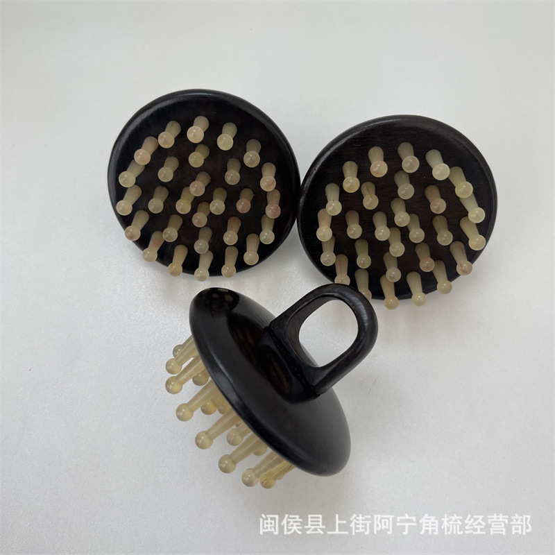 Ebony Wood Meridian Massage Comb 28 Teeth Ring Finger Scalp Comb for Head Therapy Salons Portable key features