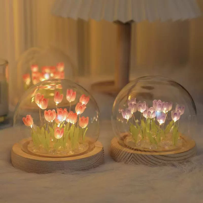 Креативные handmade diy искусственные цветы, тюльпаны, готовые ночники, декоративные светильники, подарки ко Дню Святого Валентина