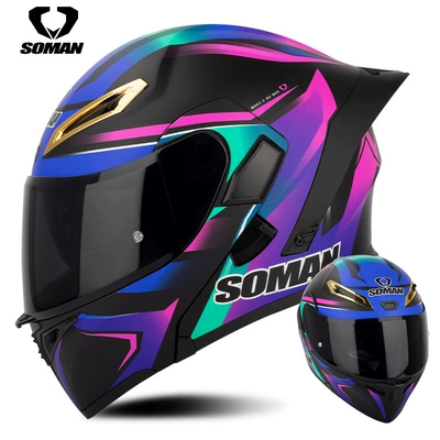 Motosiklet kaskı (dəbilqə): helmet upgrade SM955S with color - sapphire-blue-purple-fantasy-with-tea-slices-s