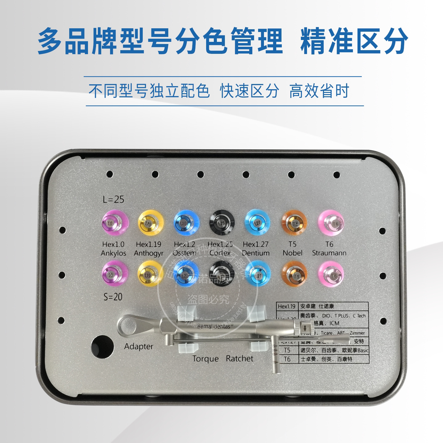 Caja de herramientas de reparación de plantación universal de bainuo dental material oral destornillador de plantación de color dientes austriacos zhuoman