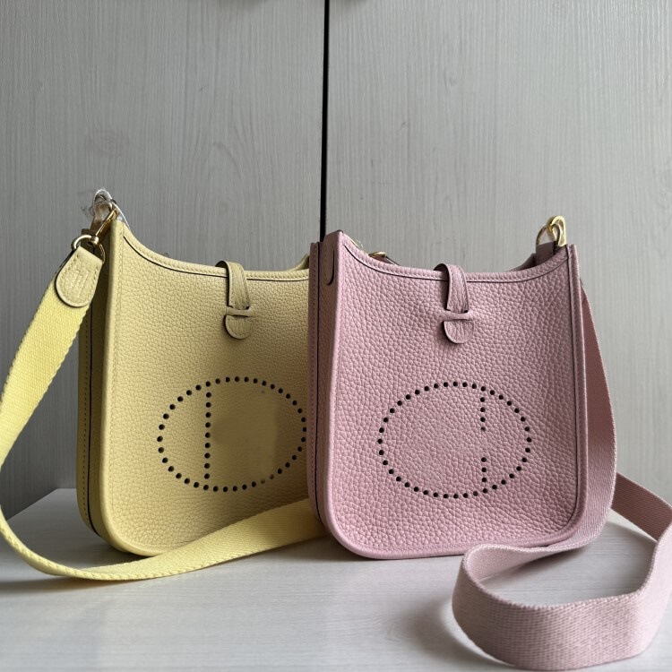 Imported TC Leather Eveline mini 16cm togo Lychee Leather Hand-sewn Wax Thread mini Crossbody Shoulder Bag