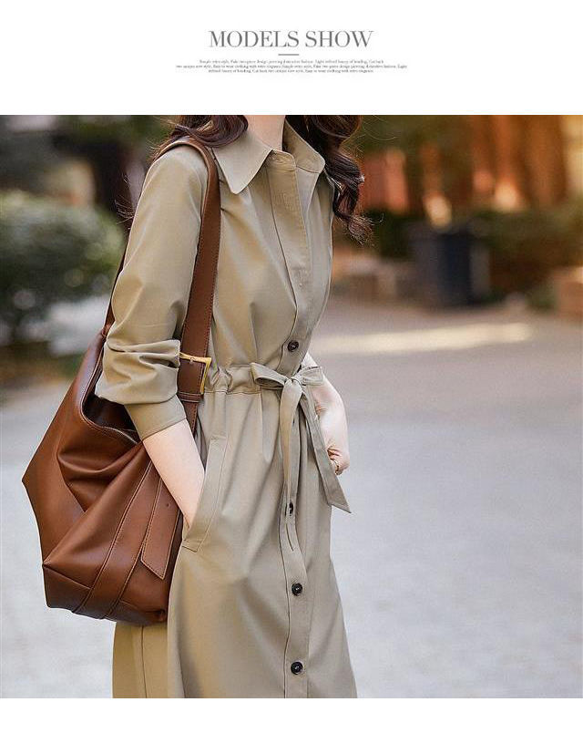 Trench leggero da donna, primavera 2025, nuovo stile coreano, elegante, trendy, cappotto petite, giacca-camicia di media lunghezza_voghion.com