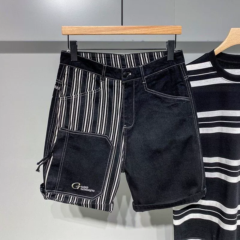 Denim skirt, men's summer Japanese shorts, trousers, loose straight fit