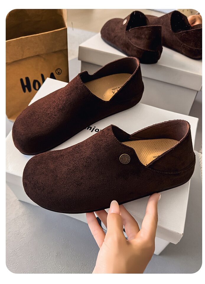 Giày lười nam bít mũi da lộn kiểu mule mũi tròn, gót vừa 3–5 cm, hai kiểu mang có thể kéo gót — Y6761 màu be, Y6761 màu kaki, Y6761 màu nâu cà phê chi tiết 21