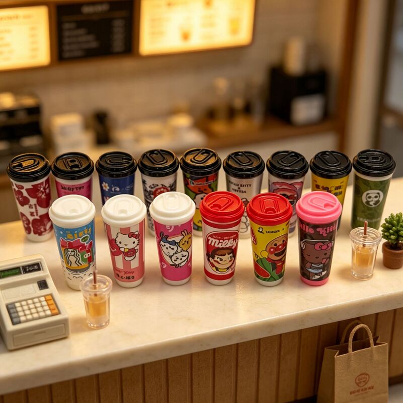 Realistic miniature milk tea shop beverage cups, food toys, bottles, miniature scene decorations, DIY keychain accessories Realistic miniature milk tea shop beverage cups, food toys, bottles, miniature scene decorations, DIY keychain accessories