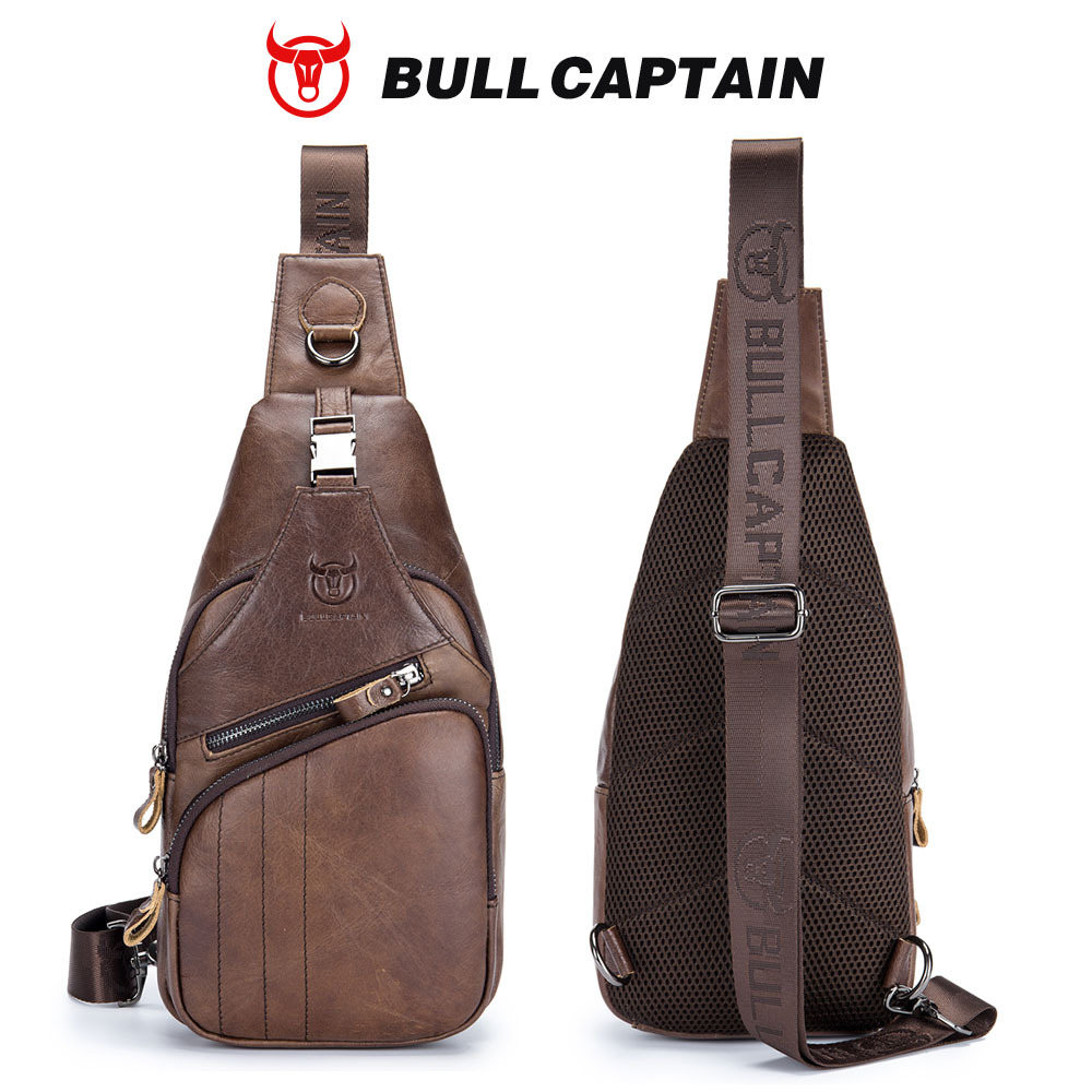 Captain Niu's High-End Guangzhou Leather Shoulder Crossbody First-Layer Cowhide Men's Chest Bag Genuine Leather Tablet iPad Mobile Phone Bag