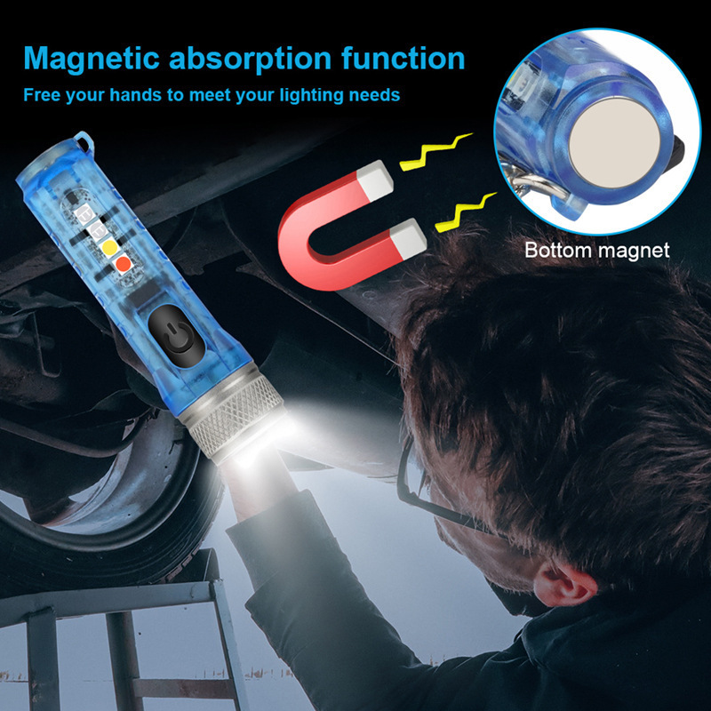 Mini Small Clip Flashlight Strong Light Charging White Red Blue Violet Money Detector Lamp Outdoor Keychain Gift Flashlight