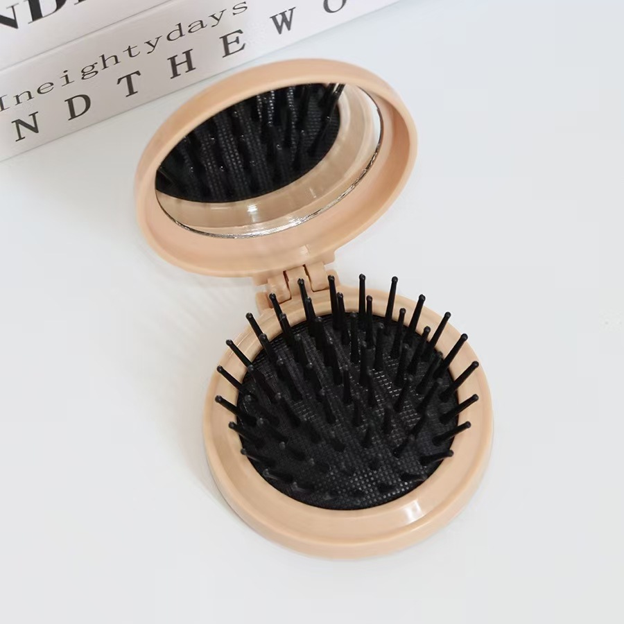 Airbag plegable Pequeño peine con espejo de maquillaje DIY adorable cojín de aire de niña cabeza de masaje portátil peine espejo todo en uno