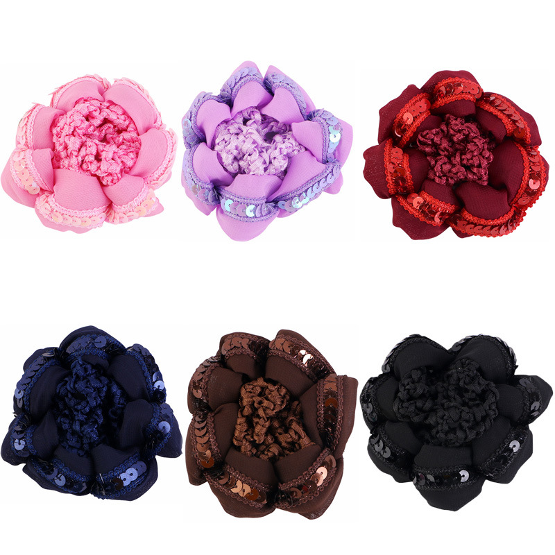 Ladies profesional lentejuelas flores hechas a mano red de cabello bailarina de ballet cabeza de pelo bolas de cabeza cabeza de red niños tocado