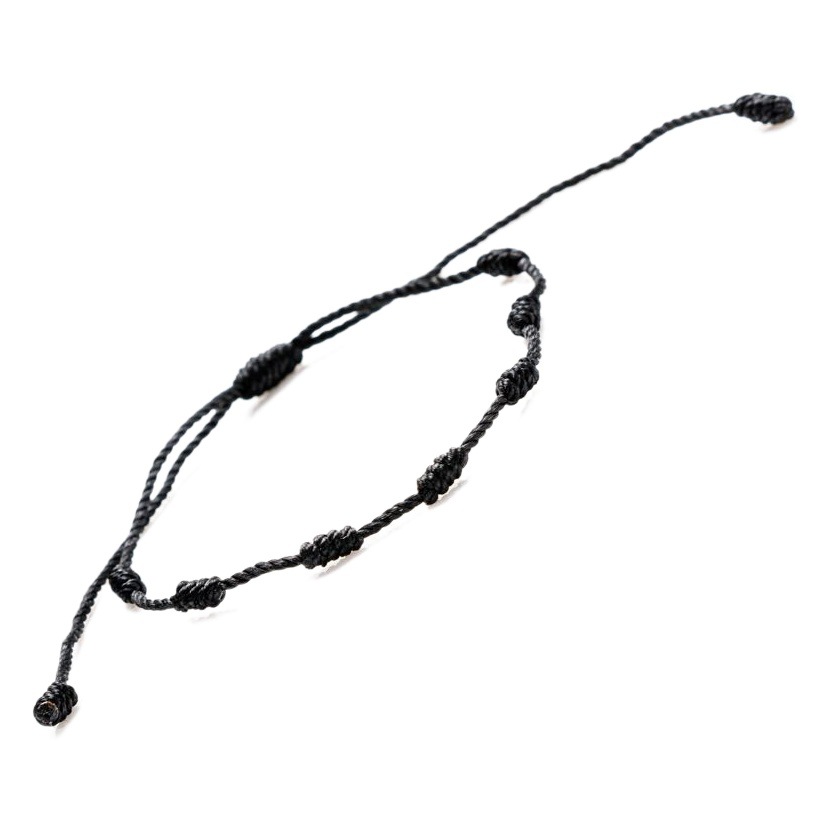 En stock transfronterizo estilo caliente no fácil de desvanecer rojo y negro de dos colores hecho a mano Peruano nudo peruano tejido de siete secciones pulsera de cuerda roja mano tejida