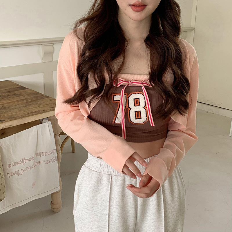 Ropa de protección solar de las mujeres primavera y verano de punto Delgado cardigan de seda de hielo de punto exterior chal con tirantes falda blusa abrigo