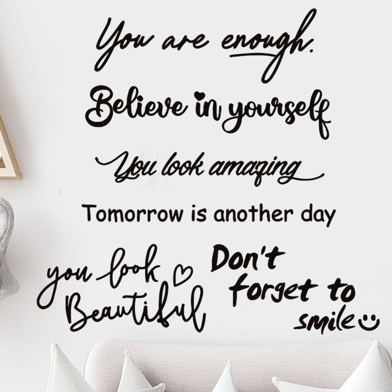 Inspiración frase Inglés pegatinas de pared decoración sala de estar dormitorio fondo de pared pintura autoadhesiva removible PVC pegatinas de pared mural image 1